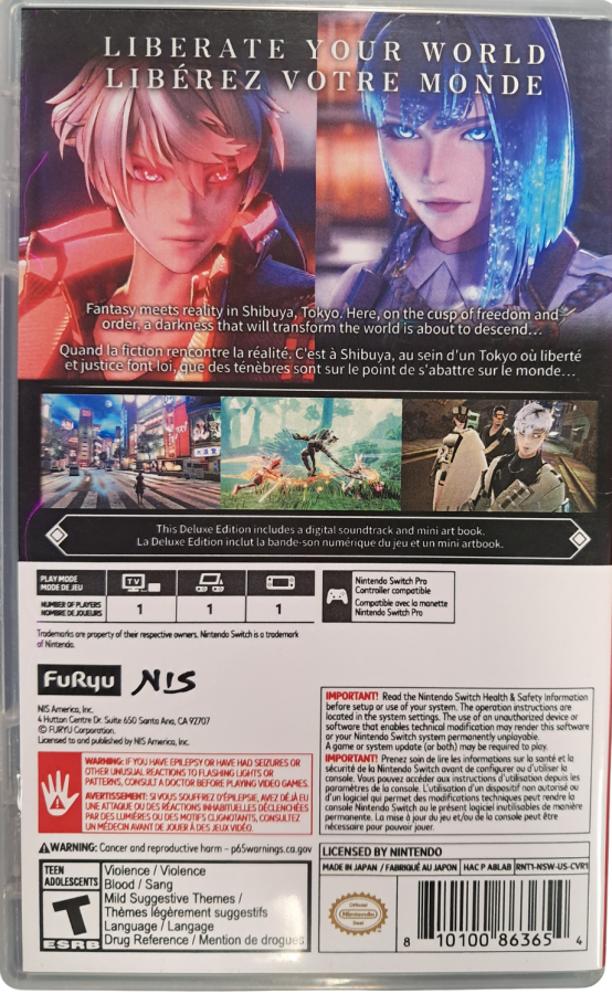 REYNATIS Nintendo Switch inspired design featuring urban fantasy action role playing adventure aesthetic modern magical warfare powerful spellcasting abilities stylish anime inspired characters immersive city exploration cinematic combat and story driven gameplay presentation back cover