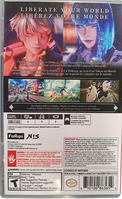 REYNATIS Nintendo Switch inspired design featuring urban fantasy action role playing adventure aesthetic modern magical warfare powerful spellcasting abilities stylish anime inspired characters immersive city exploration cinematic combat and story driven gameplay presentation back cover