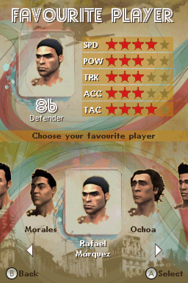 FIFA Street 3 Nintendo DS gameplay for retro video game featuring arcade style street soccer gameplay, trick moves, fast paced matches, stylized football stars, and portable sports action on the Nintendo DS handheld system