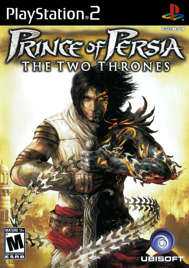 Prince of Persia The Two Thrones PS2 Sony PlayStation 2 action adventure platformer Ubisoft parkour wall running acrobatic combat dagger of time stealth gameplay dark prince dual personality story driven gameplay retro gaming PlayStation 2 software video game title cover art