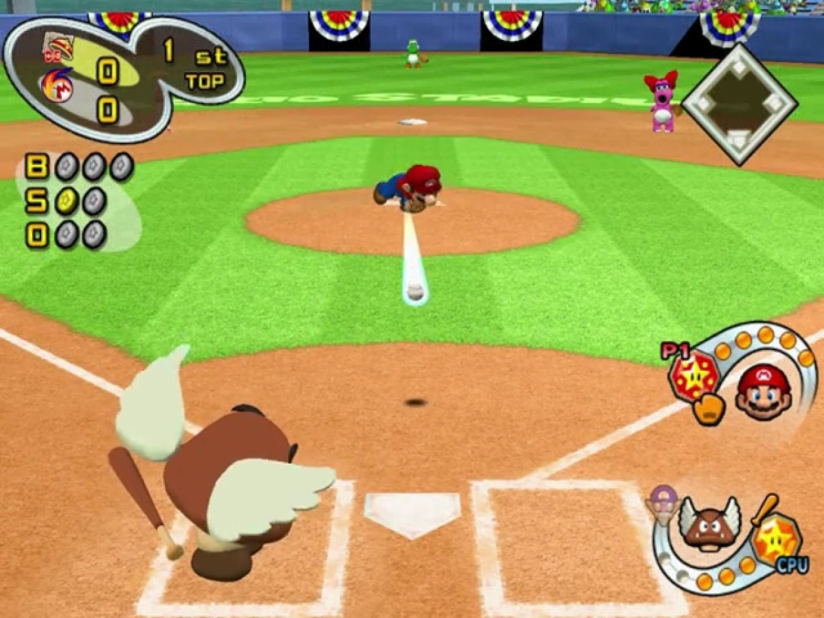 Mario Superstar Baseball gameplay for GameCube (GC) sports baseball video game