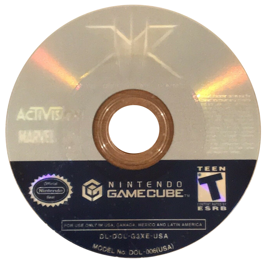 X-Men: The Official Game disc for Nintendo GameCube (GC) superhero action adventure video game
