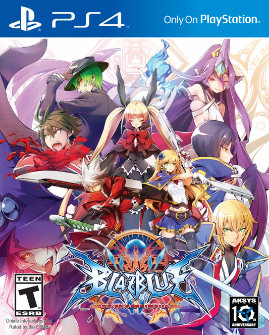 BlazBlue: Central Fiction retro PS4 video game BlazBlue Central Fiction anime fighting game arcade style combat fast paced battles competitive multiplayer 2D fighter console release cover art