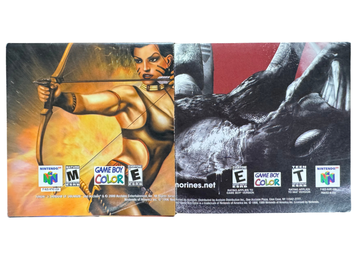 Turok 2 Seeds of Evil Gray Cart Missing Manual Nintendo 64 N64 video game featuring first person shooter gameplay Turok dinosaur hunting action weapon combat prehistoric environments enemy battles challenging missions boss fights and classic 64 bit Nintendo gameplay retro video game collection collectible gaming appeal posters