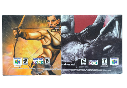 Turok 2 Seeds of Evil Gray Cart Missing Manual Nintendo 64 N64 video game featuring first person shooter gameplay Turok dinosaur hunting action weapon combat prehistoric environments enemy battles challenging missions boss fights and classic 64 bit Nintendo gameplay retro video game collection collectible gaming appeal posters