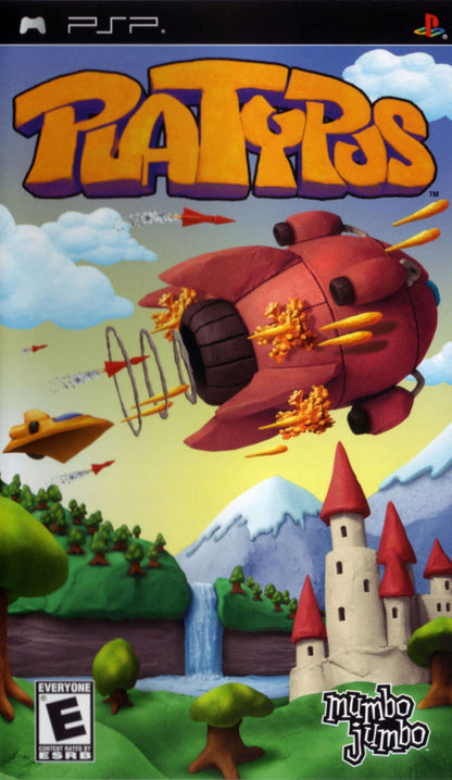 Platypus PlayStation Portable PSP inspired design featuring claymation style shoot em up gameplay aesthetic colorful handcrafted visuals side scrolling aerial combat whimsical enemy encounters arcade action challenges and portable retro gaming presentation front cover