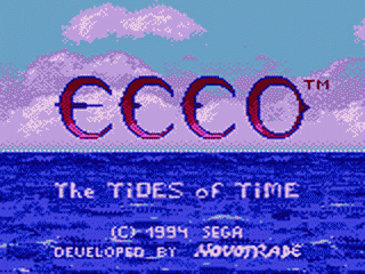 Ecco: The Tides of Time title screen for Sega Game Gear (GG) video game