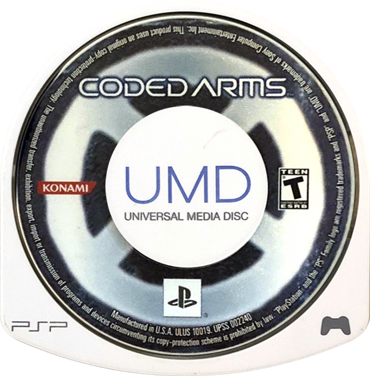 Coded Arms PlayStation Portable game featuring first-person shooter action and procedurally generated levels on PSP disc