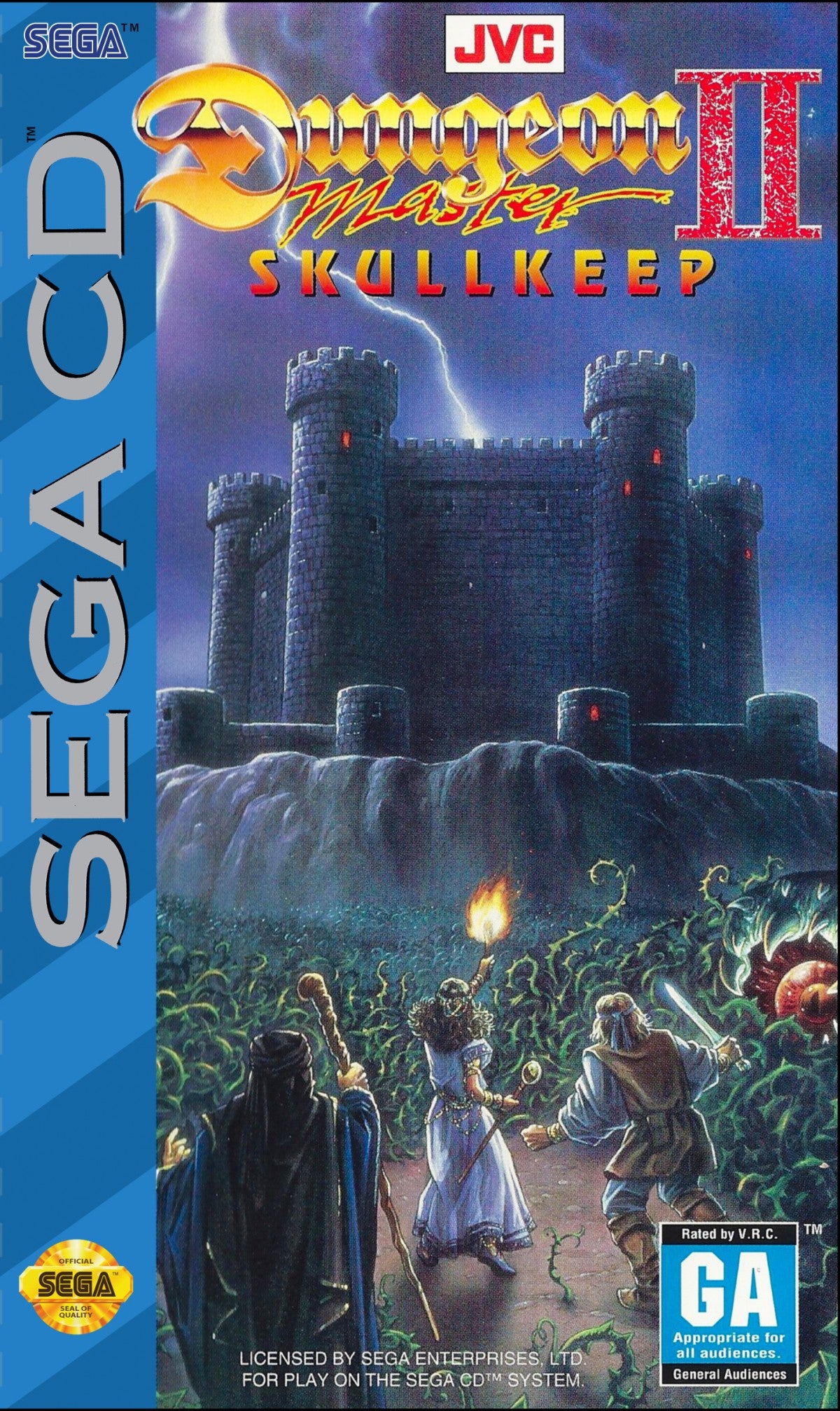 Dungeon Master II The Legend of Skullkeep Sega CD first person dungeon crawler RPG fantasy adventure real time combat puzzle solving exploration magic spells classic computer RPG style retro gaming Sega CD software video game title cover art