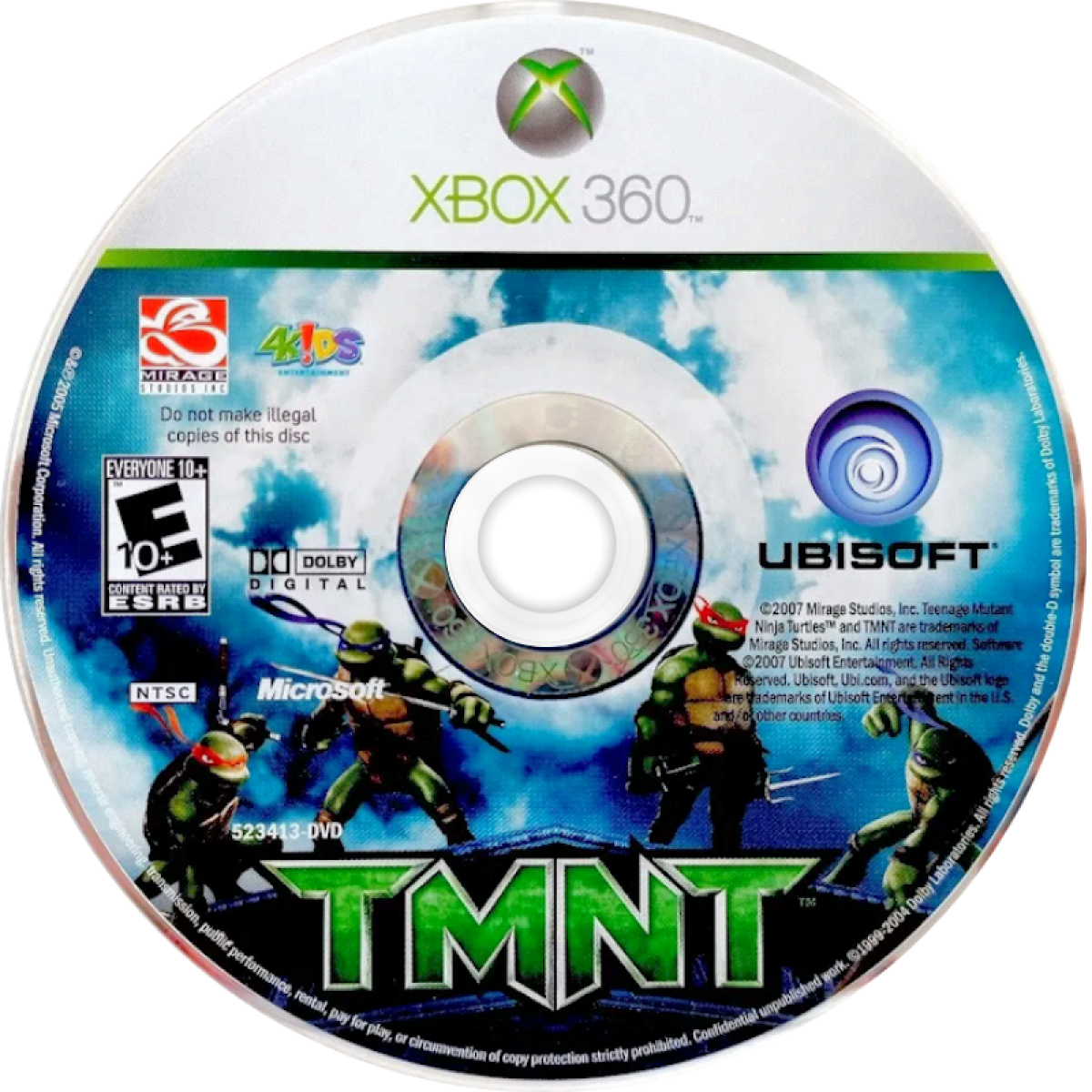 TMNT Xbox 360 inspired design featuring Teenage Mutant Ninja Turtles action adventure aesthetic fast paced ninja combat sewer dwelling heroes acrobatic platforming comic book style visuals cooperative gameplay nostalgic HD era presentation disc