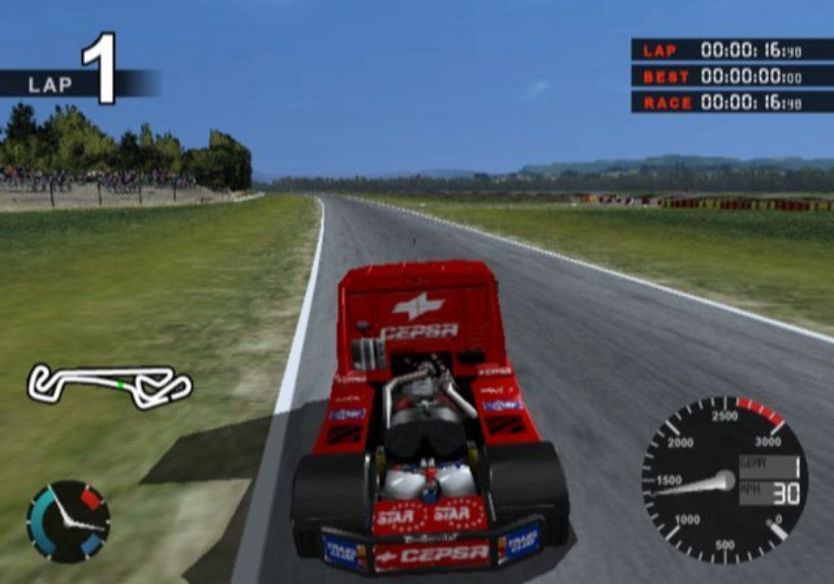 Super Trucks Racing – PlayStation 2 (PS2) video game gameplay, truck racing simulation.