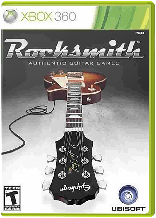 Rocksmith cover art for Xbox 360 (X360) music rhythm guitar simulation video game