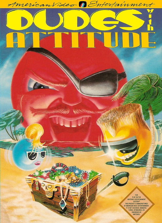 Dudes with Attitude retro NES video game Dudes with Attitude puzzle platform action gameplay quirky characters cooperative challenges classic console title Nintendo Entertainment System release cover art