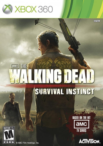 The Walking Dead Survival Instinct retro Xbox 360 video game featuring zombie survival gameplay, first person shooter combat, post apocalyptic action and classic Xbox 360 entertainment - cover art