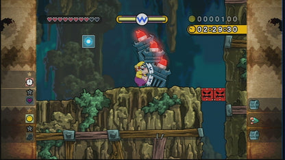 Wario Land: Shake It gameplay for Nintendo Wii (Wii) featuring side‑scrolling platform action with hand‑drawn animation, treasure hunting, and motion‑controlled shaking mechanics.