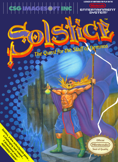 Solstice – Nintendo Entertainment System (NES) Front Box Art Cover in HD resolution for this NES Videogame