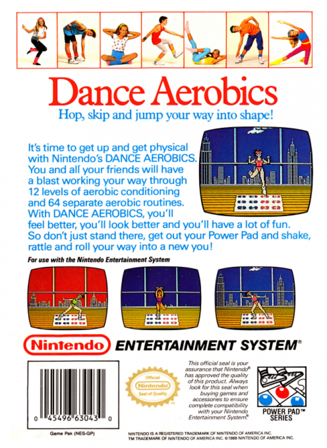 Dance Aerobics back of box for Nintendo Entertainment System (NES) retro video game