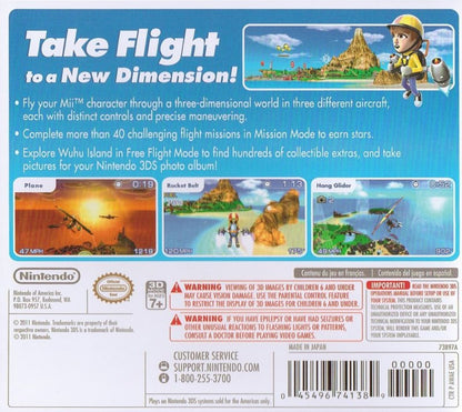 PilotWings Resort back of case for Nintendo 3DS (3DS) flight simulation video game