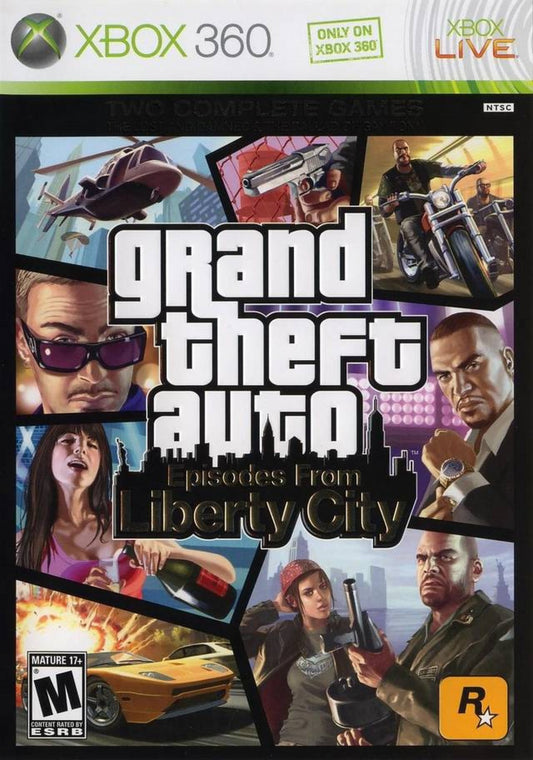 Retro GTA Episodes from Liberty City Xbox 360 inspired design featuring open world crime action aesthetic vintage HD era Liberty City urban chaos biker gangs and street life narrative driven missions cinematic Rockstar sandbox gameplay nostalgic Grand Theft Auto presentation cover art 