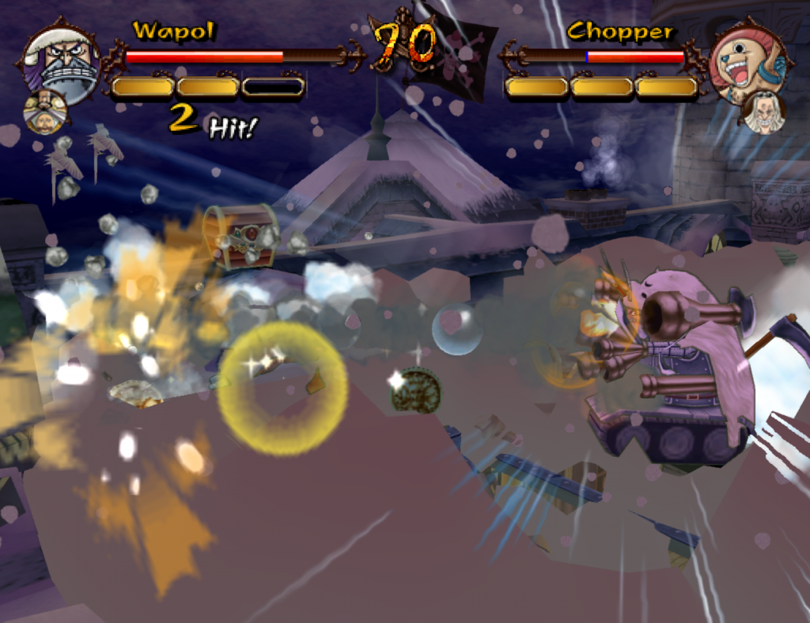One Piece Grand Adventure GameCube game featuring anime-style fighting gameplay and adventure modes with One Piece characters gameplay screenshot