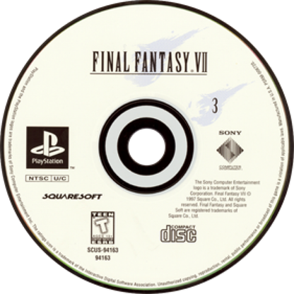 Final Fantasy VII Disc 3 for PlayStation 1 (PS1) retro video game