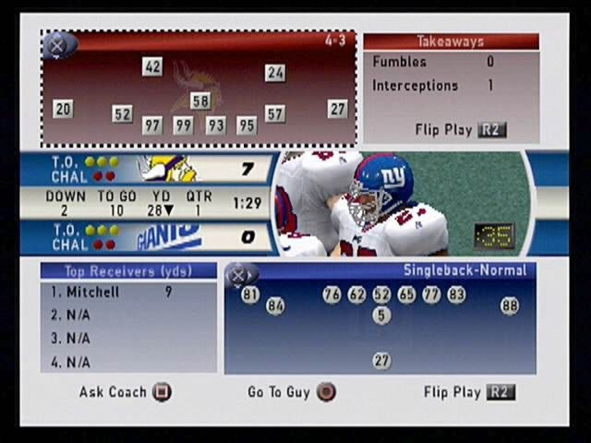 Madden NFL 2001 gameplay for PlayStation 2 (PS2) sports video game