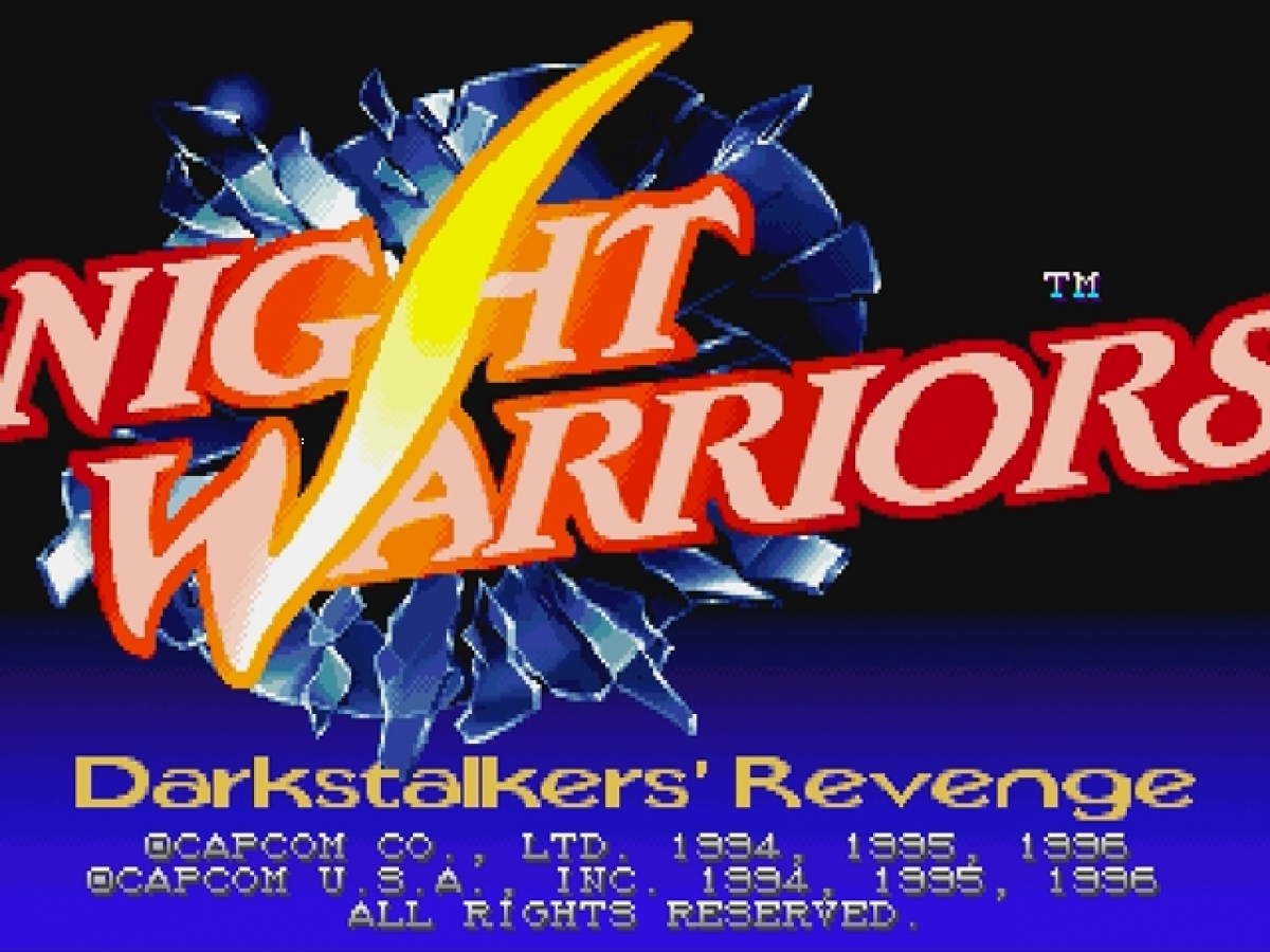 Night Warriors Darkstalkers' Revenge title screen art for Sega Saturn (SS) video game