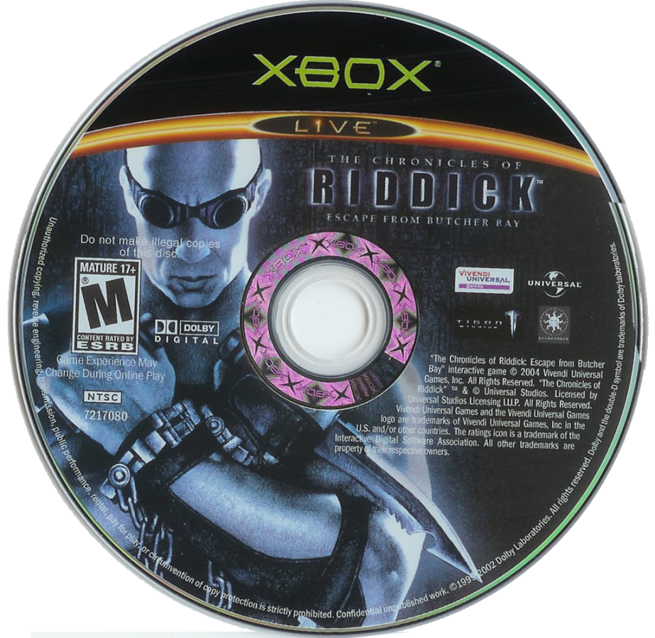 The Chronicles of Riddick: Escape from Butcher Bay disc for Xbox (XBOX) video game