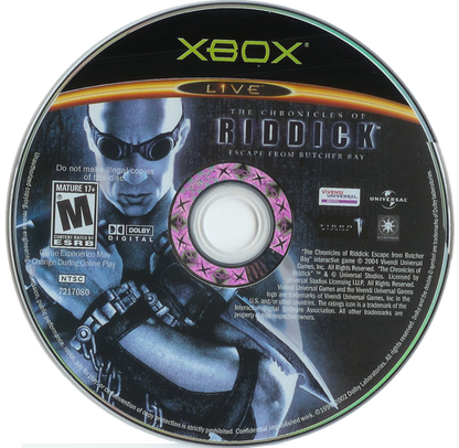 The Chronicles of Riddick: Escape from Butcher Bay disc for Xbox (XBOX) video game