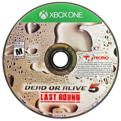 Dead or Alive 5 Last Round Xbox One XONE video game featuring 3D fighting gameplay iconic Dead or Alive characters martial arts combat fast paced battles counter attacks combo moves interactive stages destructible environments character costumes competitive multiplayer matches and enhanced Last Round edition content retro video game collection collectible gaming appeal disc