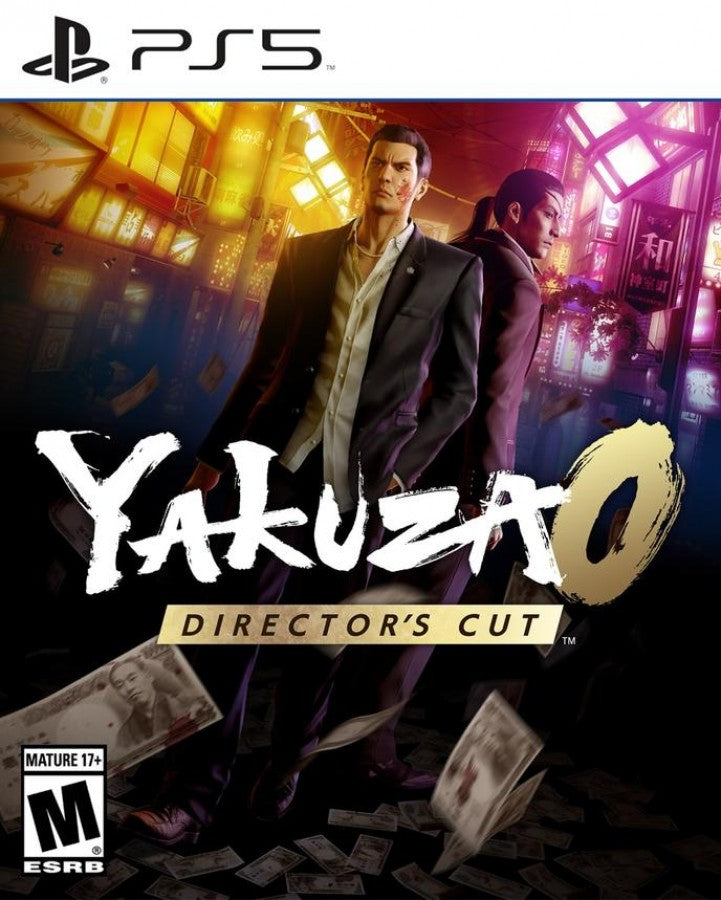 Yakuza 0 Director's Cut PlayStation 5 PS5 for action adventure role playing video game fans featuring open world exploration Japanese city environments intense street combat cinematic storytelling Kazuma Kiryu and Goro Majima character driven missions mini games side activities and enhanced Director's Cut content collectible gaming appeal front cover art