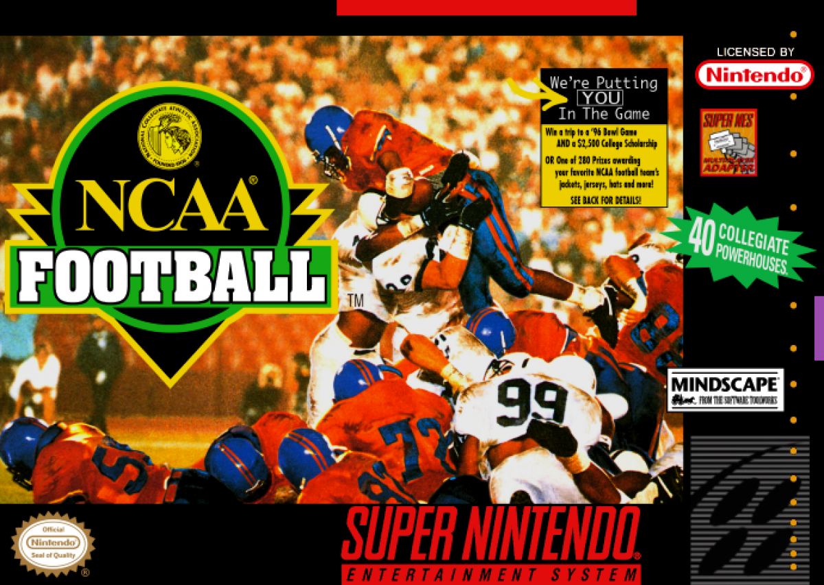 NCAA Football cover art for Super Nintendo Entertainment System SNES video game