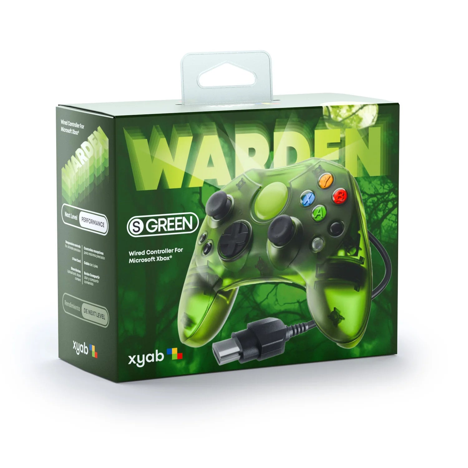Warden Green Xbox Original wired controller by XYAB gaming accessory for classic Xbox consoles.