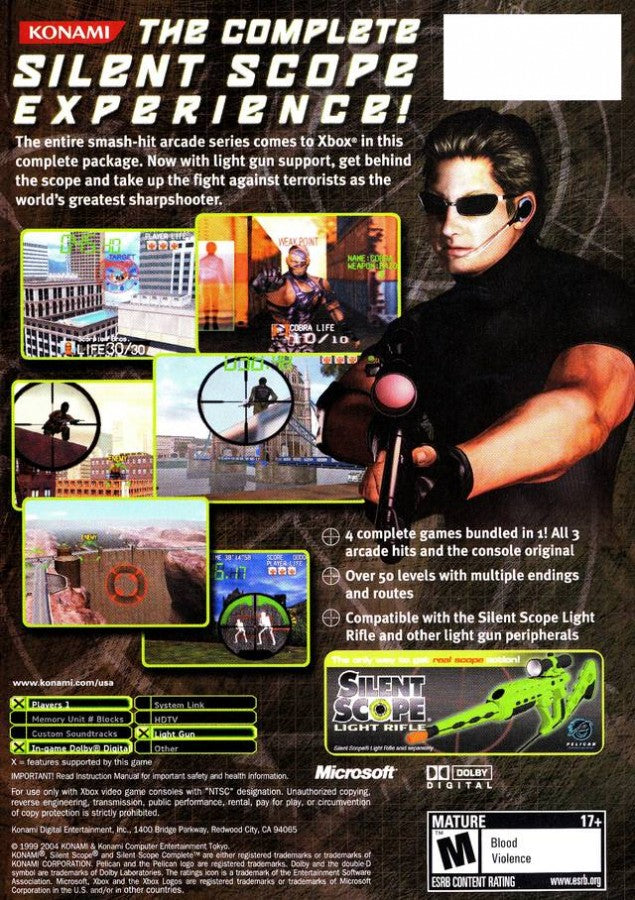 Silent Scope: Complete back cover art for Xbox (XBOX) video game
