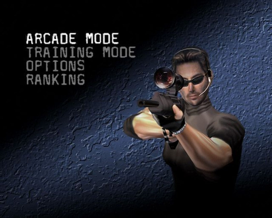 Silent Scope – PlayStation 2 (PS2) video game gameplay, arcade light-gun shooter.