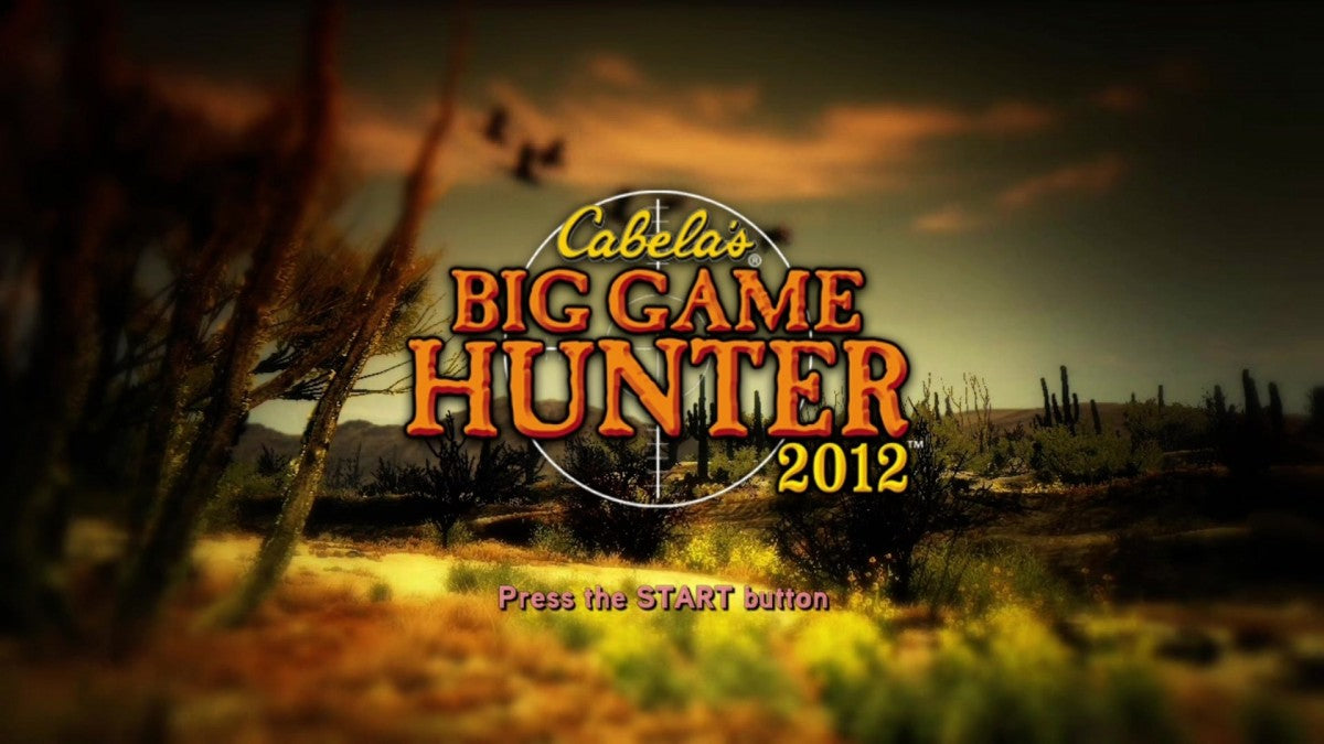 Cabela's Big Game Hunter 2012 start screen for Xbox 360 (X360) hunting simulation video game