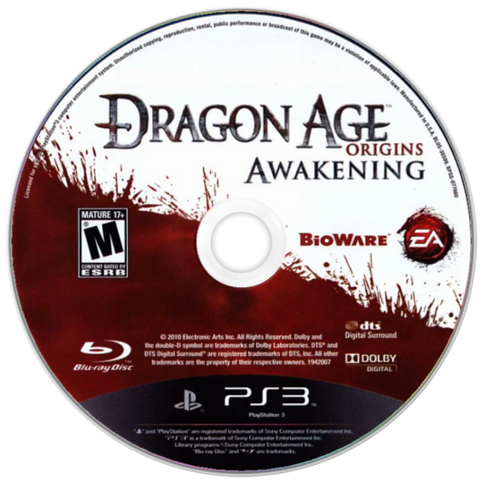 Dragon Age Origins Awakening PlayStation 3 PS3 role playing video game expansion featuring dark fantasy adventure epic quests tactical combat character customization powerful abilities dangerous enemies party-based gameplay and immersive Dragon Age storytelling collectible gaming appeal disc