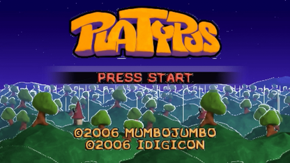 Platypus PlayStation Portable PSP inspired design featuring claymation style shoot em up gameplay aesthetic colorful handcrafted visuals side scrolling aerial combat whimsical enemy encounters arcade action challenges and portable retro gaming presentation gameplay 