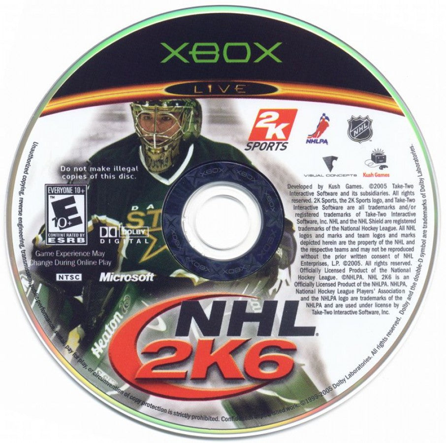 NHL 2K6 for Xbox (Xbox), disc sports hockey video game.