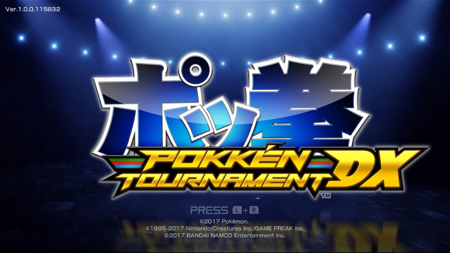 Pokkén Tournament DX Nintendo Switch video game, fighting action, Pokémon battles, competitive multiplayer gameplay, console title main menu title screen