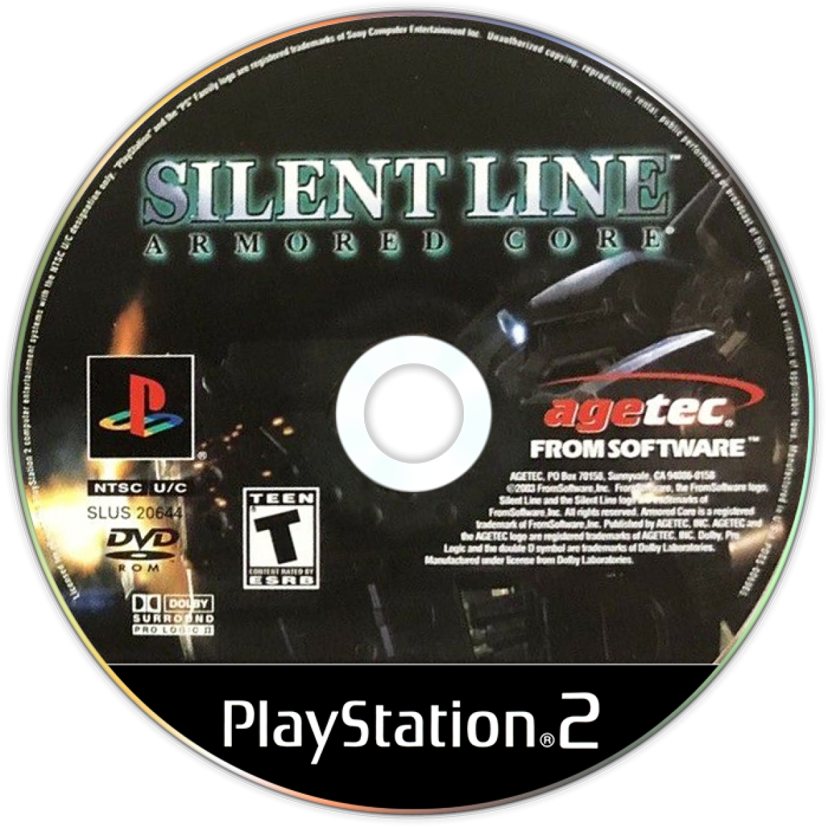 Retro Armored Core Silent Line PS2 inspired design featuring futuristic mech combat aesthetic vintage PlayStation 2 customizable armored robots dystopian warfare high speed tactical battles industrial sci fi atmosphere nostalgic FromSoftware action gameplay disc