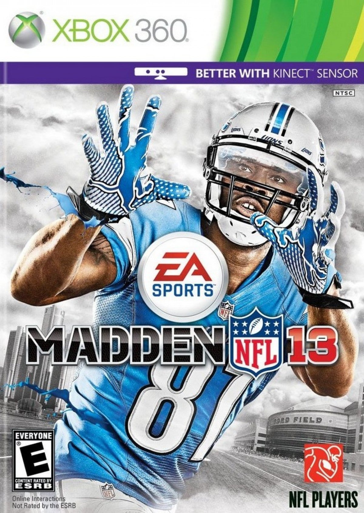 Madden NFL 13 Xbox 360 X360 video game featuring American football sports simulation gameplay NFL teams and players passing plays rushing attacks defensive strategies touchdown scoring quarterback controls precision passing play calling franchise mode season competition multiplayer matches and classic Xbox 360 football gaming retro video game collection collectible gaming appeal front cover