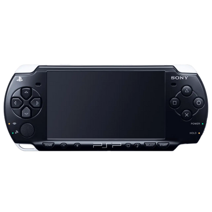 PlayStation Portable 2000 PSP 2000 Black JPN Japan Import Region Free handheld gaming console featuring a sleek black design portable gaming system UMD game support memory card compatibility vibrant widescreen display built-in controls Japanese import hardware region free gameplay and scratch and scuff condition collectible gaming appeal