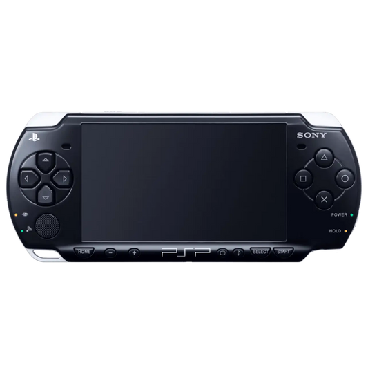 PlayStation Portable 2000 PSP 2000 Black JPN Japan Import Region Free handheld gaming console featuring a sleek black design portable gaming system UMD game support memory card compatibility vibrant widescreen display built-in controls Japanese import hardware region free gameplay and scratch and scuff condition collectible gaming appeal