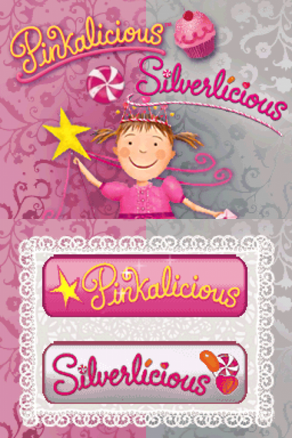 Pinkalicious Silverlicious 2-Pack start screen for Nintendo DS (DS) children's adventure video game bundle