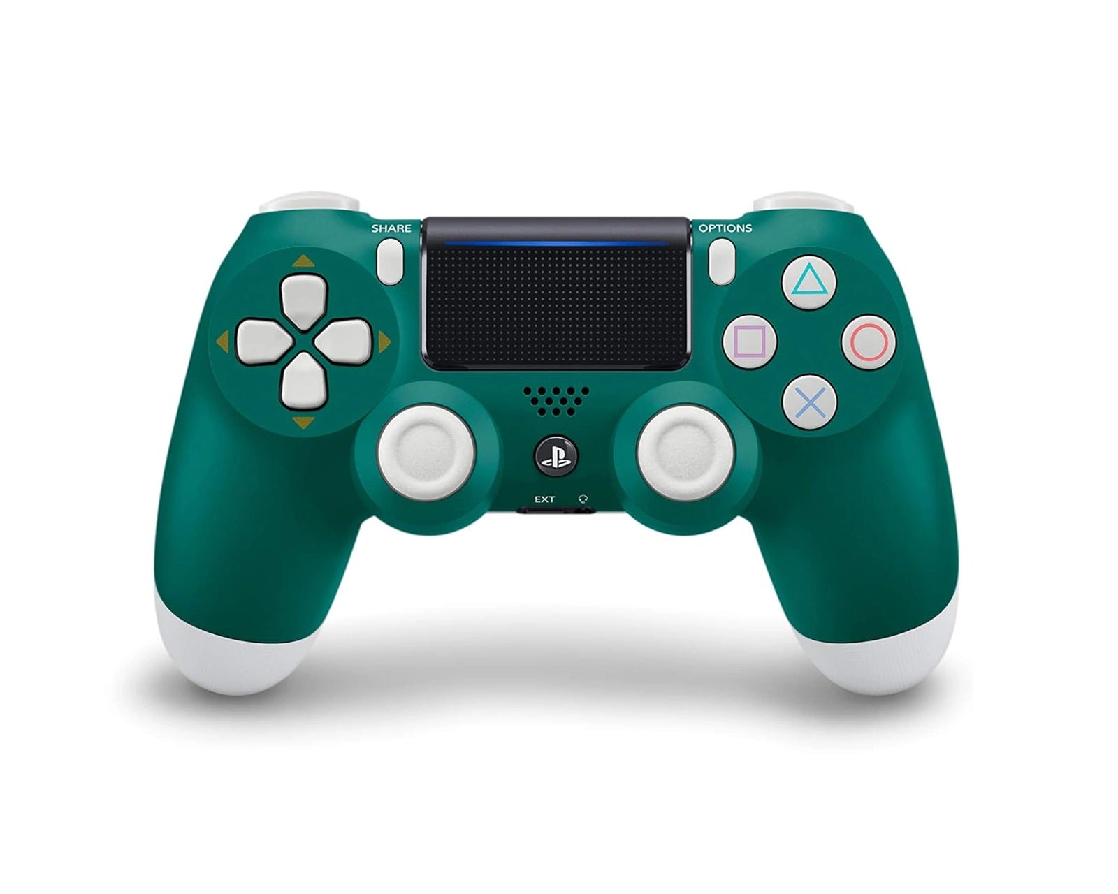 PS4 DualShock 4 alpine green controller featuring wireless design, touchpad controls, and classic PlayStation button layout