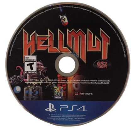 Hellmut: Badass from Hell – PlayStation 4 (PS4) video game disc, fast-paced twin-stick shooter