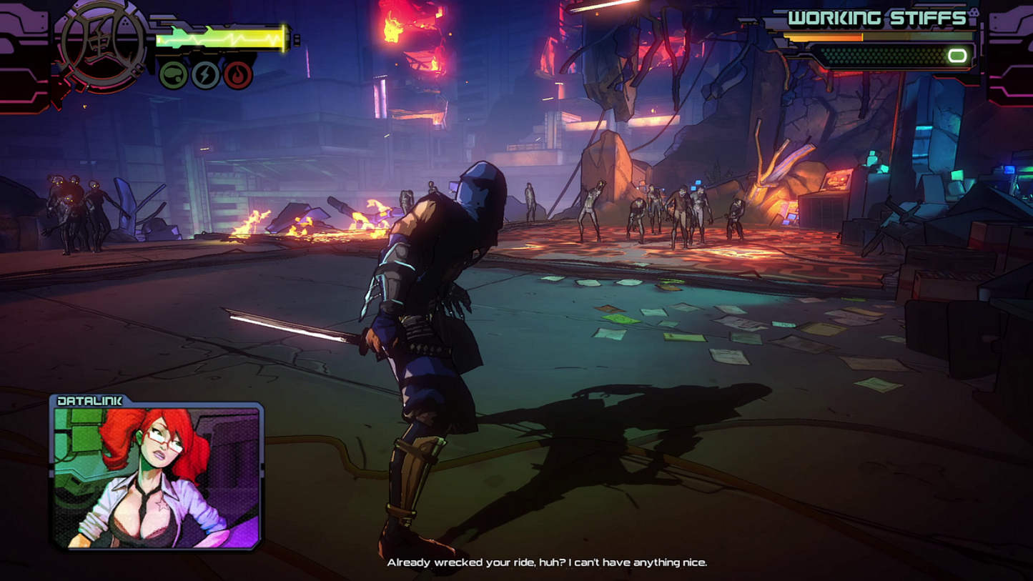Yaiba Ninja Gaiden Z Xbox 360 action hack and slash video game zombie apocalypse cyber ninja combat gameplay screenshot