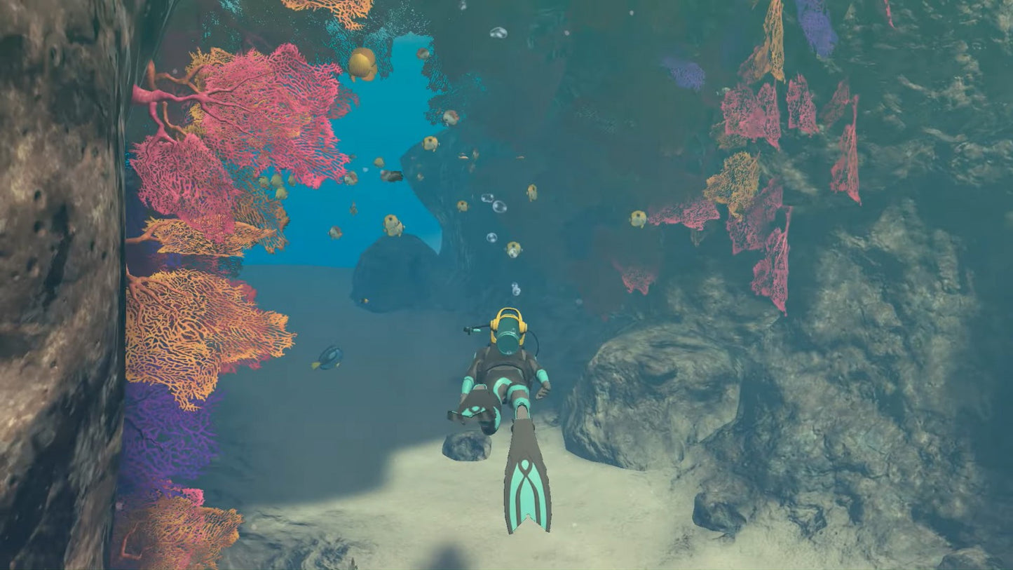 Endless Ocean Luminous Nintendo Switch inspired design featuring relaxing underwater exploration adventure aesthetic vast ocean environments marine wildlife discovery serene deep sea journeys immersive aquatic atmosphere peaceful exploration gameplay and breathtaking aquatic visuals presentation gameplay