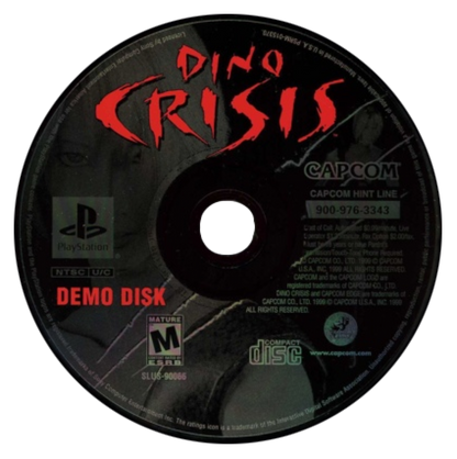 Resident Evil 3 Nemesis with Dino Crisis Demo PlayStation 1 PS1 for retro video game enthusiasts featuring survival horror gameplay zombie filled environments tense exploration puzzle solving resource management Nemesis encounters bonus Dino Crisis demo and collectible gaming appeal disc 